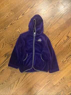 Plush Hooded Kids Jacket in Deep Purple